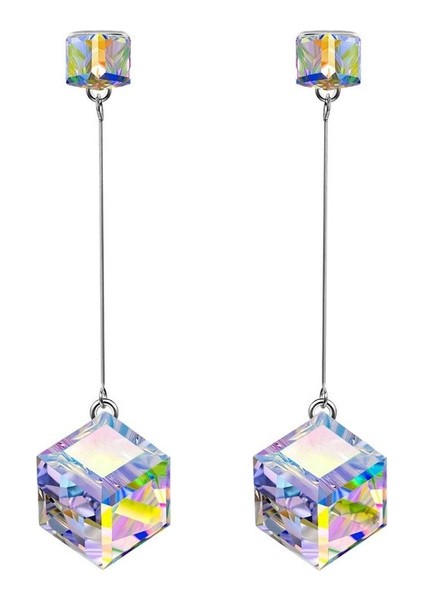 Gökkuşağı Stili Fashioterling Gümüş Kare Damla Küpe Gökkuşağı Renk Değişen Aurora Borealis Kristal Aşk Sihri Küpe Kadın Çekicilik Düğün Takı Hediye (Yurt Dışından) fiyatları