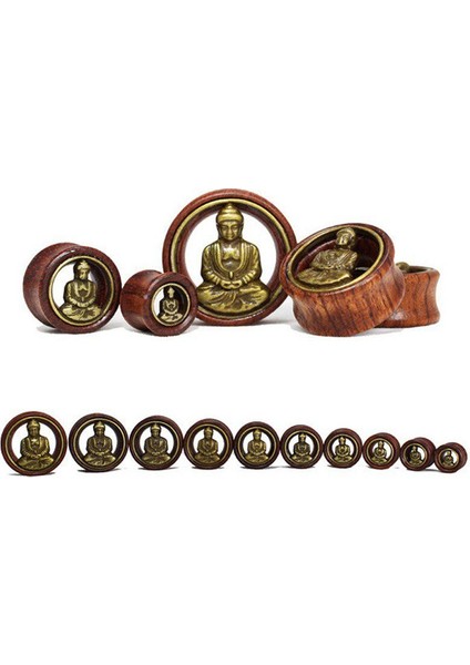 16 mm Topbrıght® Bir Çift Ahşap ve Pirinç Buddha Et Tüneli Kulak Delme Küpe Fişleri Vücut Piercing Takı (Yurt Dışından) fiyatları