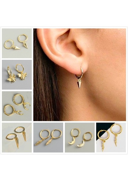 Altın Tarzı Stil 8 Altın Halka Küpe Huggie Halka Küpe Zarif Minik Küpe Küçük Kolye Küpe (Yurt Dışından)