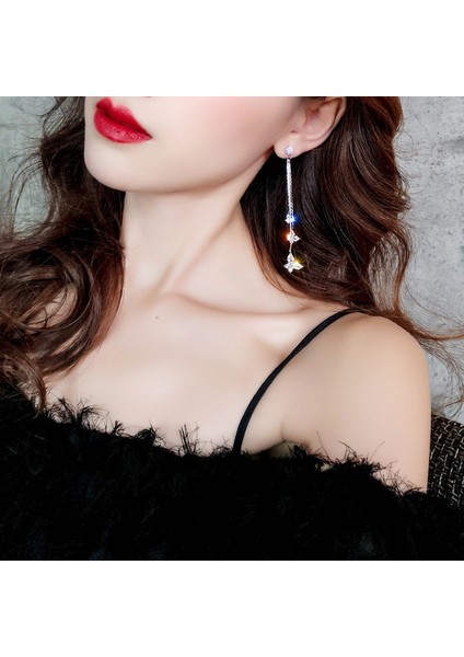 Gümüş Tarzı Yeni Kadın Moda Kelebek Kristal Küpe Kolye Uzun Zincir Püskül Küpe Takı (Yurt Dışından) fiyatları