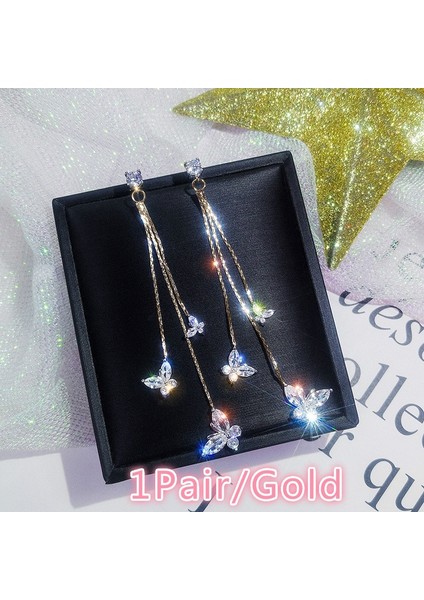 Gümüş Tarzı Yeni Kadın Moda Kelebek Kristal Küpe Kolye Uzun Zincir Püskül Küpe Takı (Yurt Dışından) indirimleri