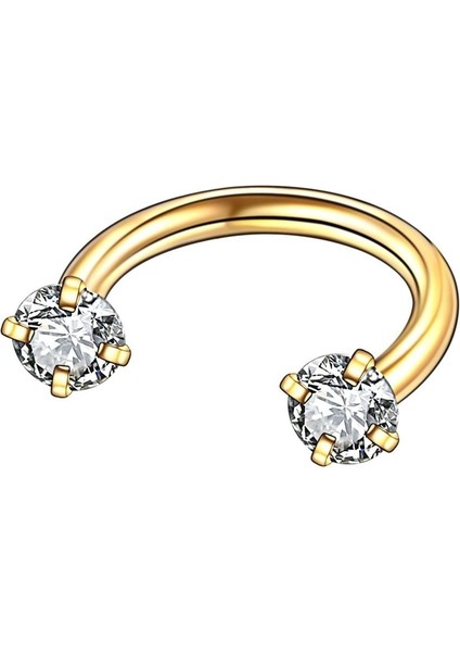 Gümüş Tarzı 1 Adet Cinsiyetsiz U Şekilli Zirkon Dudak Halkası Burun Halkası Küpe Kıkırdak Tragus Piercing Takı (Yurt Dışından)