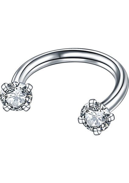 Gümüş Tarzı 1 Adet Cinsiyetsiz U Şekilli Zirkon Dudak Halkası Burun Halkası Küpe Kıkırdak Tragus Piercing Takı (Yurt Dışından)