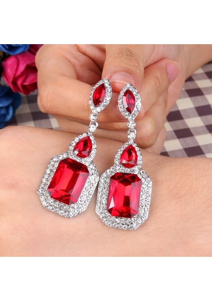 Mavi Stil Moda Takı Cw Cz Zümrüt Zirkon Taşlı Gümüş Küpe (Yurt Dışından)