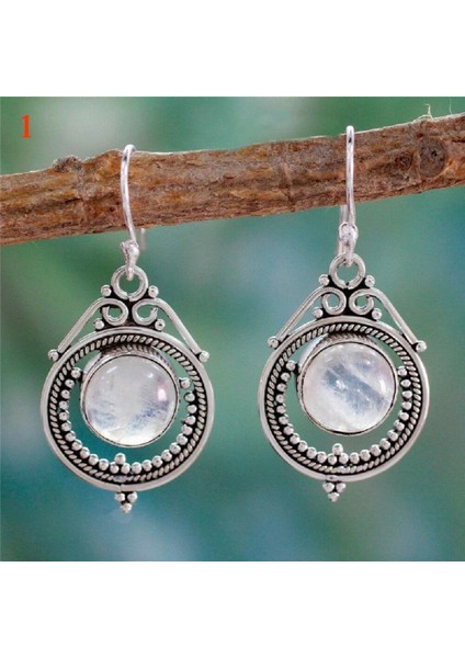 No.10 Boyutu Kadın Gümüş Retro Hediye Aytaşı El Yapımı Küpe Takı Küpeler (Yurt Dışından) fiyatları