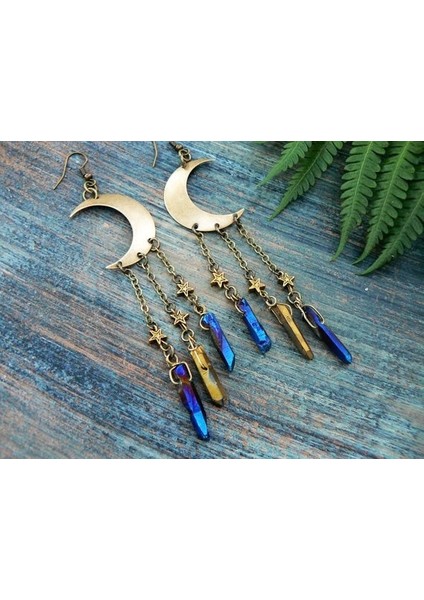 Altın Tarzı Hilal Küpe, Ay Tanrıçası Küpe, Pagan Küpe, Festival, Boho, Yoga Küpeleri, Kristal Küpe, Zen Küpe, Hippi, Derviş. (Yurt Dışından) modelleri