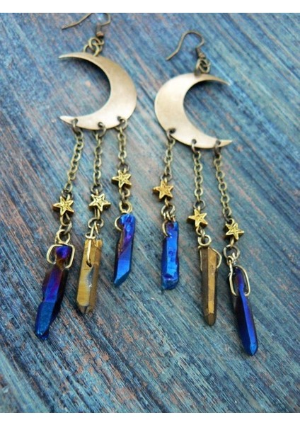 Altın Tarzı Hilal Küpe, Ay Tanrıçası Küpe, Pagan Küpe, Festival, Boho, Yoga Küpeleri, Kristal Küpe, Zen Küpe, Hippi, Derviş. (Yurt Dışından) fırsatları
