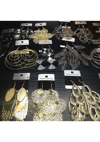 Gümüş ve Altın Tarzı 10'lu Paket Kadınlar Küpe Takı Moda Takı Karışık Stiller Çok Katmanlı El Yapımı Metal Küpe Parti Hediyeleri (Yurt Dışından) modelleri