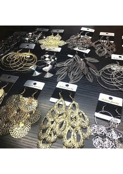 Gümüş ve Altın Tarzı 10'lu Paket Kadınlar Küpe Takı Moda Takı Karışık Stiller Çok Katmanlı El Yapımı Metal Küpe Parti Hediyeleri (Yurt Dışından) indirimleri