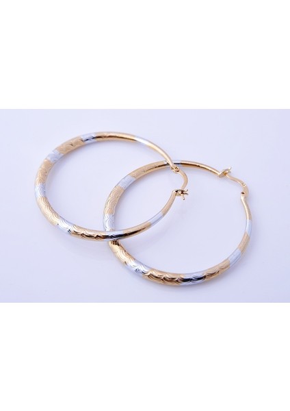 Şık 14K Katı Sarı Altın Kaplamalı Halka Stil Kadın Takı Küpe E319 (Yurt Dışından)