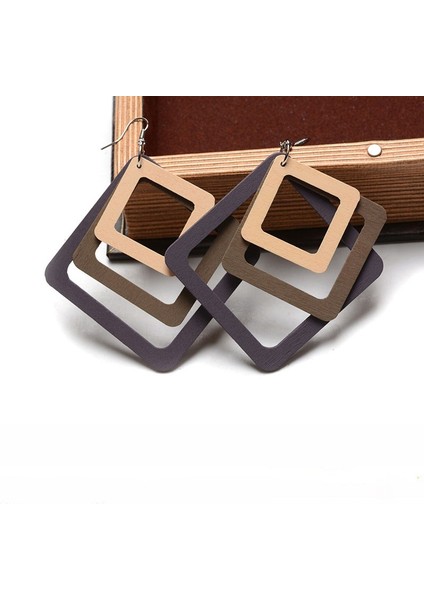 Siyah Stil Yaratıcı Moda Tasarımı Geometrik Reçine Ahşap Küpe Damla Sallantılı Brincos Femme Bijoux Aksesuarlar (Yurt Dışından)