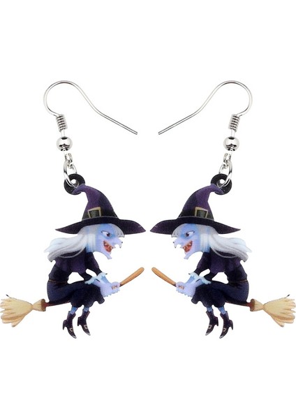 Yeşil Stil Kadın Kızlar Için Akrilik Cadı Süpürgesi Küpe Düşen Damla Punk Takı Halloween Karikatür Hediye Şanslılığı (Yurt Dışından) modelleri