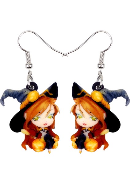 Yeşil Stil Kadın Kızlar Için Akrilik Cadı Süpürgesi Küpe Düşen Damla Punk Takı Halloween Karikatür Hediye Şanslılığı (Yurt Dışından) fırsatları