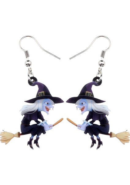 Yeşil Stil Kadın Kızlar Için Akrilik Cadı Süpürgesi Küpe Düşen Damla Punk Takı Halloween Karikatür Hediye Şanslılığı (Yurt Dışından) indirimleri