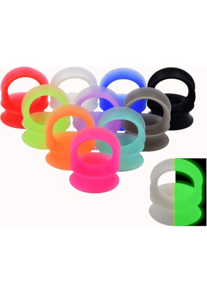 Floresan Yeşil Stil 14 mm 1 Çift Ince Esnek Silikon Kulak Derisi Tünel Takıları Kulak Takıları Kulak Delikleri Earskin Earlets - (Yurt Dışından)