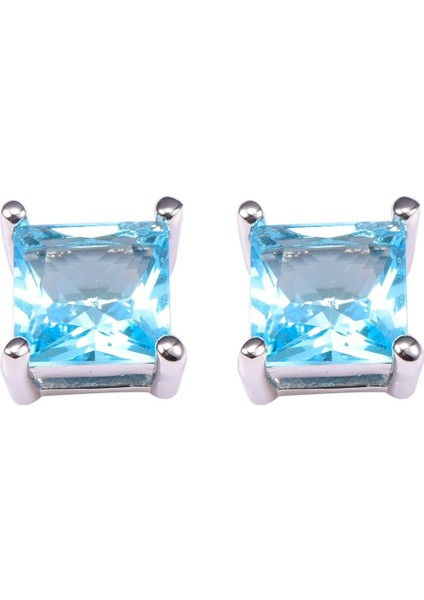 Aquamarin Gümüş Küpe Yüksek Kaliteli Doğaltaş Küpeler PE36 (Yurt Dışından)
