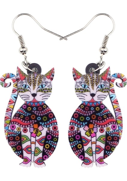 Kırmızı Stil Kadın Kızlar Çocuklar Için Yeni Moda Hayvan Takı Akrilik Çiçekli Kedi Yavrusu Küpe Büyük Uzun Damla Asma Amac: (Yurt Dışından)