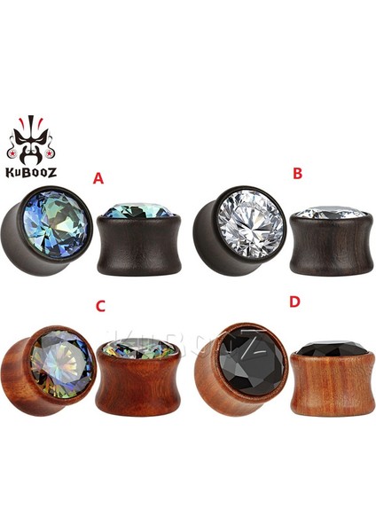 D-10MM Kubooz Moda Abanoz Zirkon Tasarım Kulak Tüneli ve Vücut Piercing Küpe 1 Çift (Yurt Dışından)