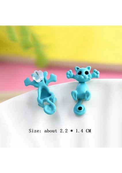 Açık Mavi Stil Yeni Moda Sevimli Renkli Kedi Küpe Stereo Bölünmüş Hayvan Küpeleri Hediye Kadın Modelleri (Yurt Dışından) fırsatları