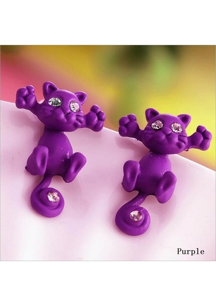 Açık Mavi Stil Yeni Moda Sevimli Renkli Kedi Küpe Stereo Bölünmüş Hayvan Küpeleri Hediye Kadın Modelleri (Yurt Dışından) indirimleri