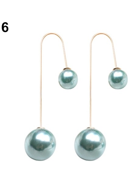 Gök Mavisi Tarzı Kadın Modası U Şekilli Iki Taraflı Inci Boncuklu Küpe Askıları (Yurt Dışından)