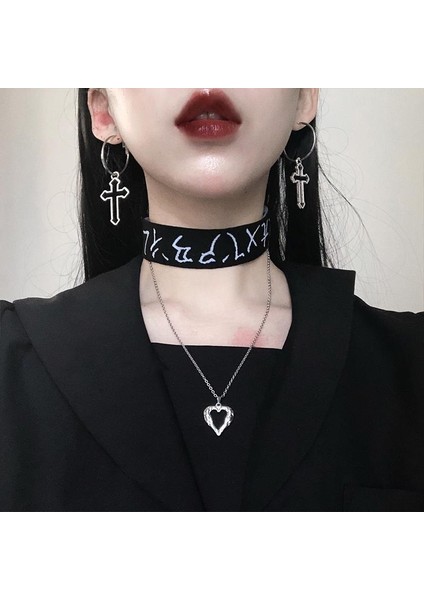 Siyah Stil 2 Adet Büyük Haç Düşen Küpe Altın ve Gümüş Büyük Punk Gotik Kız Küpe Boho Emo Rock Takı (Yurt Dışından)