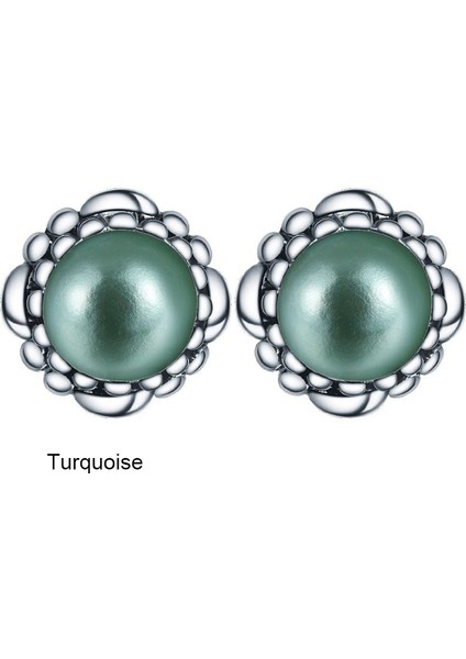 Turkuaz Tarzı Kadınlar Için Göz Kamaştırıcı Doğal Taş Opal Gümüş Küpe (Yurt Dışından)