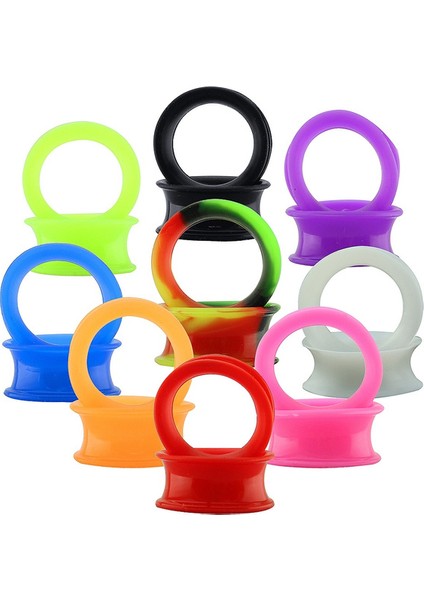 Yeşil Stil 10 mm Çok Renkli Silikon Esnek Ince Kulak Tıkacı Çift Flared Deri Tüneller Kulaklıklar Kulak Gerdirici Genişletici Piercing (Yurt Dışından) fiyatları