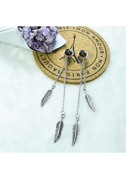 Altın Tarzı 8 mm 1 Çift Sallanan Zincir Metal Tüy Kulak Tünel Fişler ve Ölçüleri Kulak Genişletici Gerdirme Vücut Delme Takıları (Yurt Dışından) fırsatları