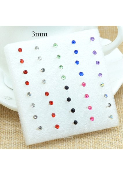 Çok Renkli Stil 0,3 cm 20 Çift Paket Moda Çok Renkli Yuvarlak Taşlı Kristal Plastik Küpe Kadın Kızlar Alerjiye Uygun Küpe Takı (Yurt Dışından)