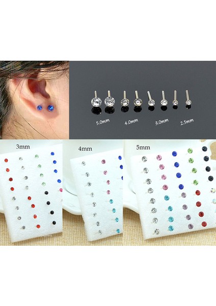Çok Renkli Stil 0,3 cm 20 Çift Paket Moda Çok Renkli Yuvarlak Taşlı Kristal Plastik Küpe Kadın Kızlar Alerjiye Uygun Küpe Takı (Yurt Dışından)