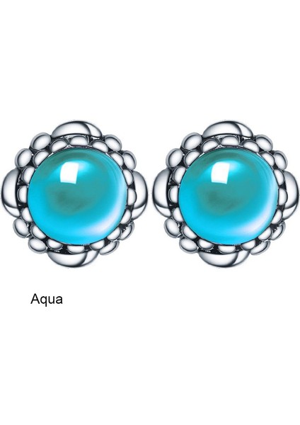 Aqua Style Kadınlar Için Göz Kamaştırıcı Doğal Taş Opal Gümüş Küpe (Yurt Dışından)