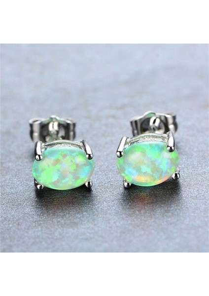 Mavi Stil Zarif Yeşil Ateş Opal Gümüş Takı Kadın Moda Küpe (Yurt Dışından) fırsatları