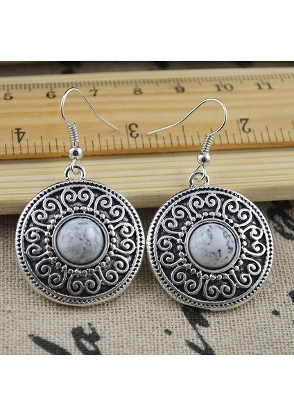 Kadınlar Için Gümüş Akik Şans Küpe Küpe Moda Takı Hediye (Yurt Dışından)