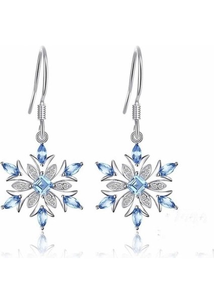 Gümüş Tarzı Jewelrypalace Promosyon 1.54CT Doğal Mavi Topaz Asma Küpe 100% Gümüş Kar Tanesi Moda Takı Kadınlar Için (Yurt Dışından)