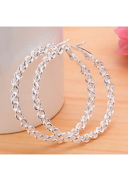 Gümüş Tarzı Kadın Modası Dalgalı Gümüş Bükülmüş Çivi Sallantılı Halka Küpe (Yurt Dışından)