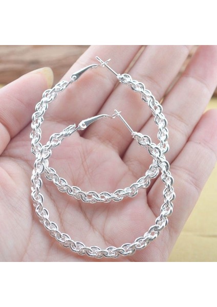 Gümüş Tarzı Kadın Modası Dalgalı Gümüş Bükülmüş Çivi Sallantılı Halka Küpe (Yurt Dışından) fırsatları