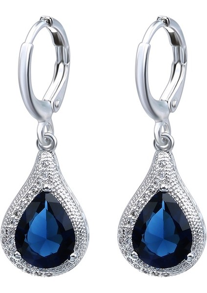 Pembe Tarzı Kadınlar Için Gümüş Safir Kristal Zirkon Küpe Küpeler (Yurt Dışından) modelleri