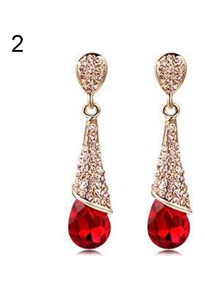 Mavi Stil No.1 Boyutu Bayan Kadın Zarif Su Damlası Kristal Kübik Zirkonya Küpe (Yurt Dışından) modelleri