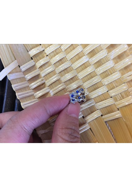 Mavi Stil Sıcak Moda Takı Beyaz Topaz Taşlı Gümüş Halka Küpe (Yurt Dışından)