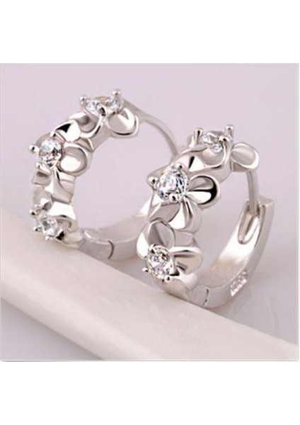 Mavi Stil Sıcak Moda Takı Beyaz Topaz Taşlı Gümüş Halka Küpe (Yurt Dışından) fiyatları