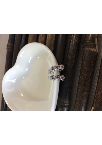 Mor Tarzı Sıcak Moda Takı Beyaz Topaz Taşlı Gümüş Halka Küpe (Yurt Dışından)