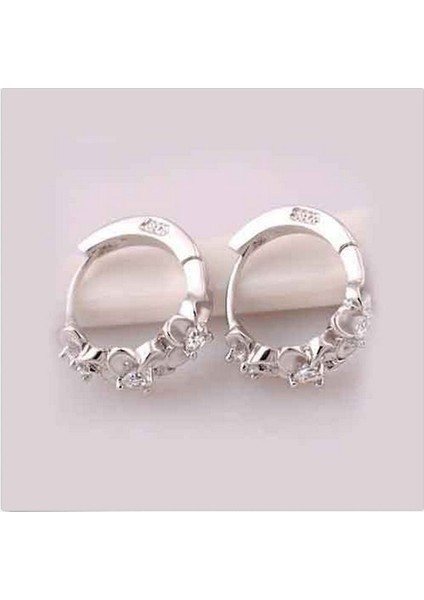 Mor Tarzı Sıcak Moda Takı Beyaz Topaz Taşlı Gümüş Halka Küpe (Yurt Dışından) indirimleri