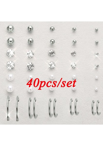 Gümüş Tarzı 40 Adet Kadın Erkek Için Altın Rengi Daire Küpe Takı Seti (Yurt Dışından)