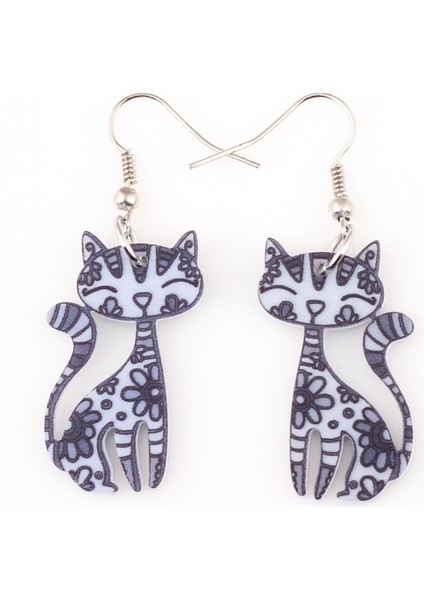 Pembe Tarzı 34 Mm'ye 25 mm Bonsny Sevimli Kedi Küpe Akrilik Baskı Desen Yeni Tasarım Damla Küpe Kızlar Kadın Takıları Için (Yurt Dışından)