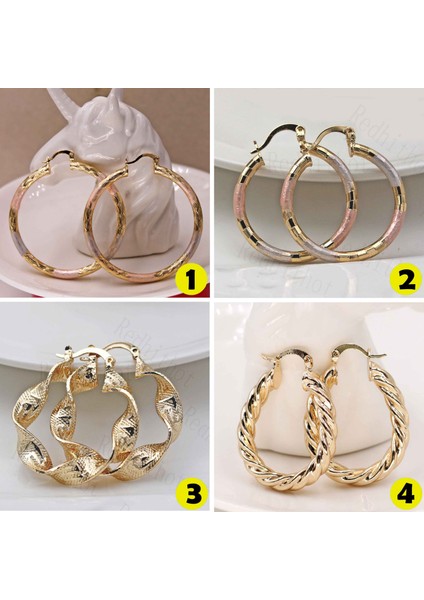 No.5 Boyutu 18K Altın Kaplama - 3D Hollow Çok Katmanlı Geometrik Bohemia Hoop Kadın Küpe 12 Çeşit Küpe (Yurt Dışından)