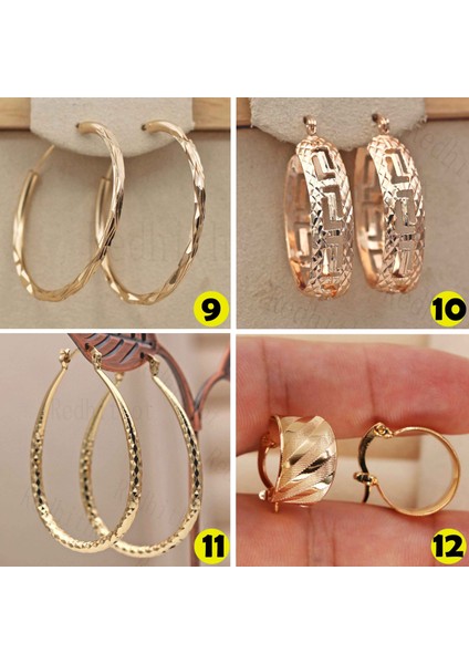 No.5 Boyutu 18K Altın Kaplama - 3D Hollow Çok Katmanlı Geometrik Bohemia Hoop Kadın Küpe 12 Çeşit Küpe (Yurt Dışından) fırsatları