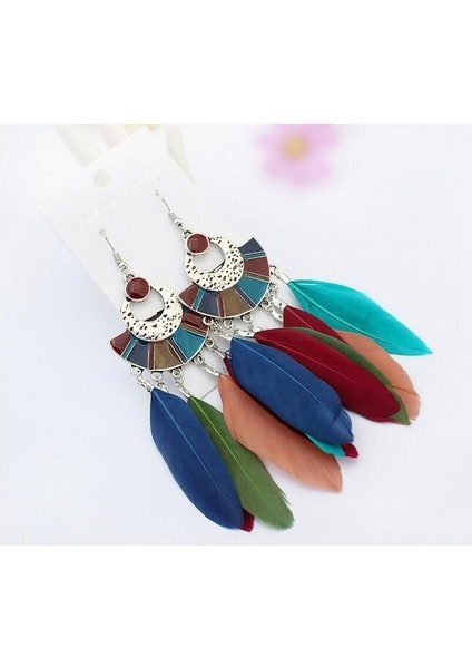 Siyah Stil Büyük Uzun Küpe Bijoux Hediye Açıklama Moda Tüy Küpe Kadın Bohem Etnik Püskül Küpe Asılı (Yurt Dışından) indirimleri