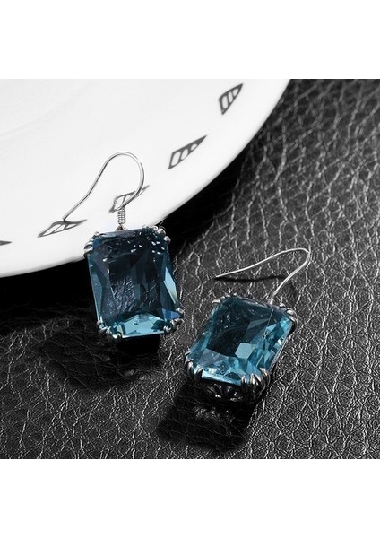 Safir Tarzı Kadınlar Için Vintage Gümüş Romantik Düğün Ladies Için Akvamarin Sallantılı Küpe (Yurt Dışından) indirimleri