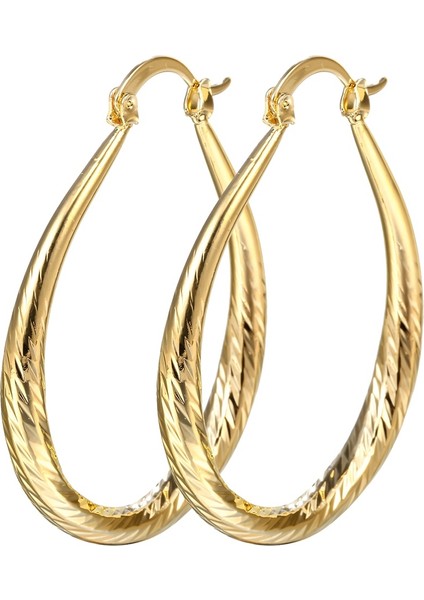 Altın Küpeler Erkek Kadın Moda Katı 18K Altın Düz Zincir Kolye Gelin Düğün Nişan Ince Takı (Yurt Dışından)
